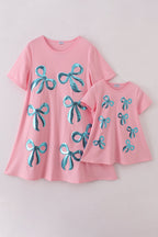 Pink bow sequin mom&me dress