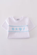 White starfish embroidery smocked set