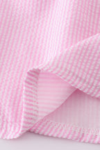 Pink seersucker animal embroidery set