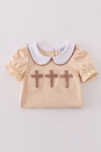 Cream cross french knot bubble