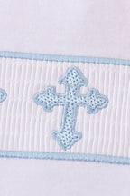Blue cross embroider smocked set