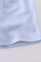 Blue cross embroider smocked set