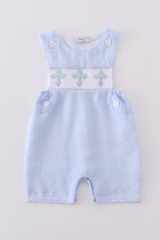 Blue cross embroider smocked set