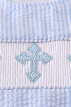 Blue cross embroider smocked set