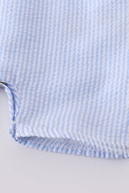 Blue cross embroider smocked set