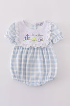 Blue plaid he is risen embroidery bubble