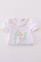 Easter cross embroidery girl bubble