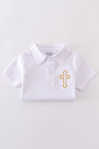 Easter cross embroidery boy shorts set