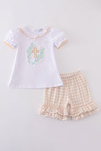 Easter cross embroidery girl set