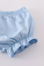 Blue bow lattice print  bloomer set