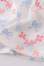 Blue bow lattice print mom&me dress