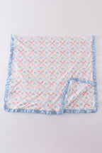 Blue bow lattice print  blanket