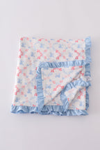 Blue bow lattice print  blanket