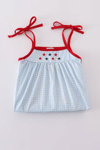 Gingham star embroidery dress