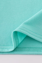 Blue marine creature embroidery smocked top