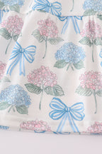 Blue hydrangea bow smocked mom&me dress