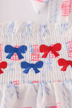 Bow embroidery smocked bloomer set