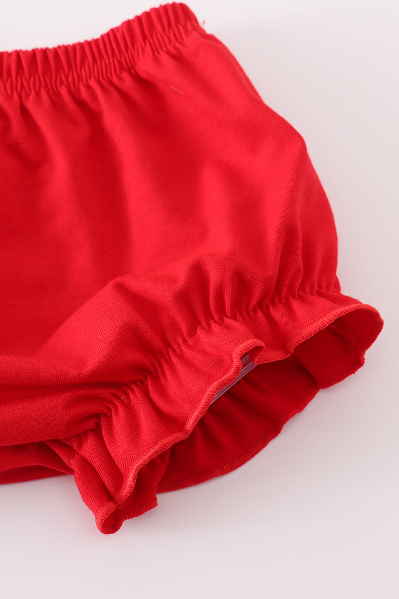 Bow embroidery smocked bloomer set