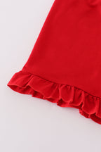 Bow embroidery smocked shorts set