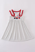 Red cake embroidery dot dress