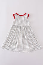 Red cake embroidery dot dress