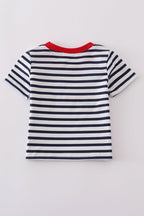 Blue stripe cake embroidery top