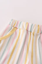 Rainbow stripe shorts set