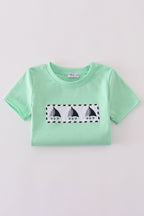 Green seersucker sailboat embroidery top