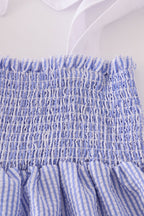 Blue stripe seersucker smocked mom&me dress