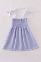 Blue stripe seersucker smocked mom&me dress