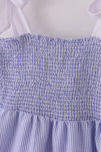 Blue stripe seersucker smocked mom&me dress