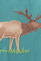 Blue deer applique top