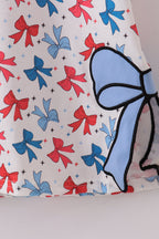Bow applique print mom&me dress