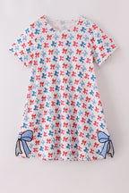 Bow applique print mom&me dress