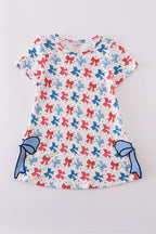 Bow applique print mom&me dress