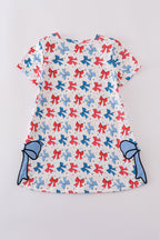 Bow applique print mom&me dress