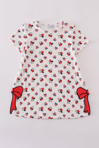 Character print bow applique mom&me dress