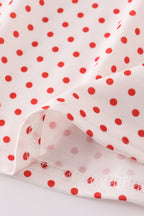 Red dot strawberry embroidery smocked shorts set