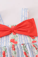 Apple print bow bloomer set