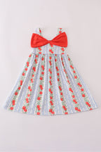 Apple print bow dress
