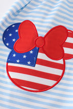 Blue&red character applique shorts set