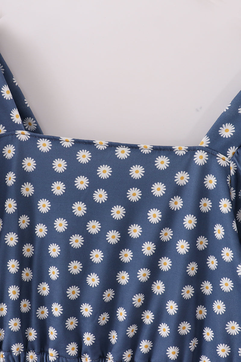 Navy daisy print mom dress
