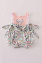 Pink floral character applique bubble