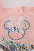 Pink floral character applique bubble