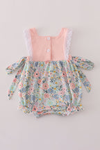 Pink floral character applique bubble