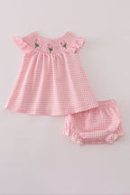 Pink floral smocked bloomer set