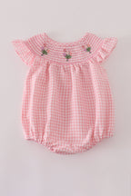 Pink floral smocked bubble