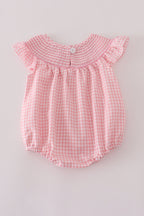 Pink floral smocked bubble