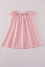 Pink floral smocked dress