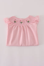 Pink floral smocked dress